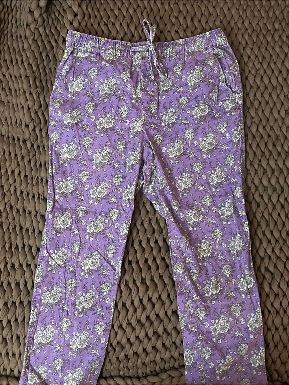 Wildfang Essential Drawstring Pant blue and purple floral medium - Picture 5 of 5